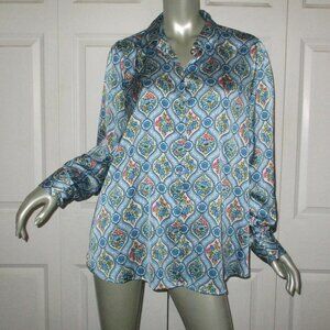 HAVER & BLAIR London Blue Floral Long Sleeve Blouse New